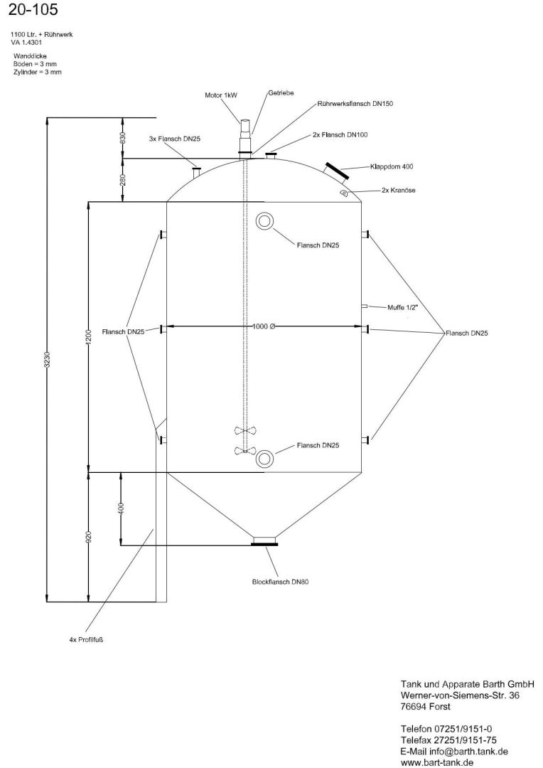 Rührwerksbehälter aus Edelstahl (V2A), stehend (5)