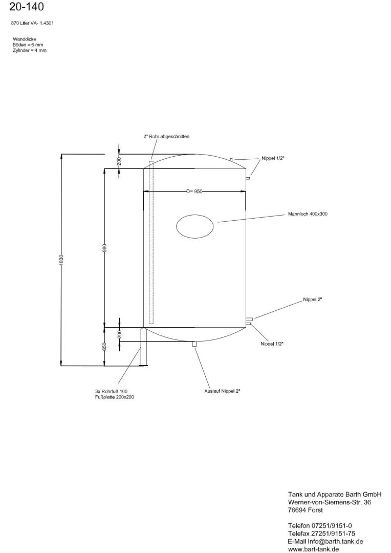 Druckbehälter aus Edelstahl (V2A), WSt 1.4301 (5)