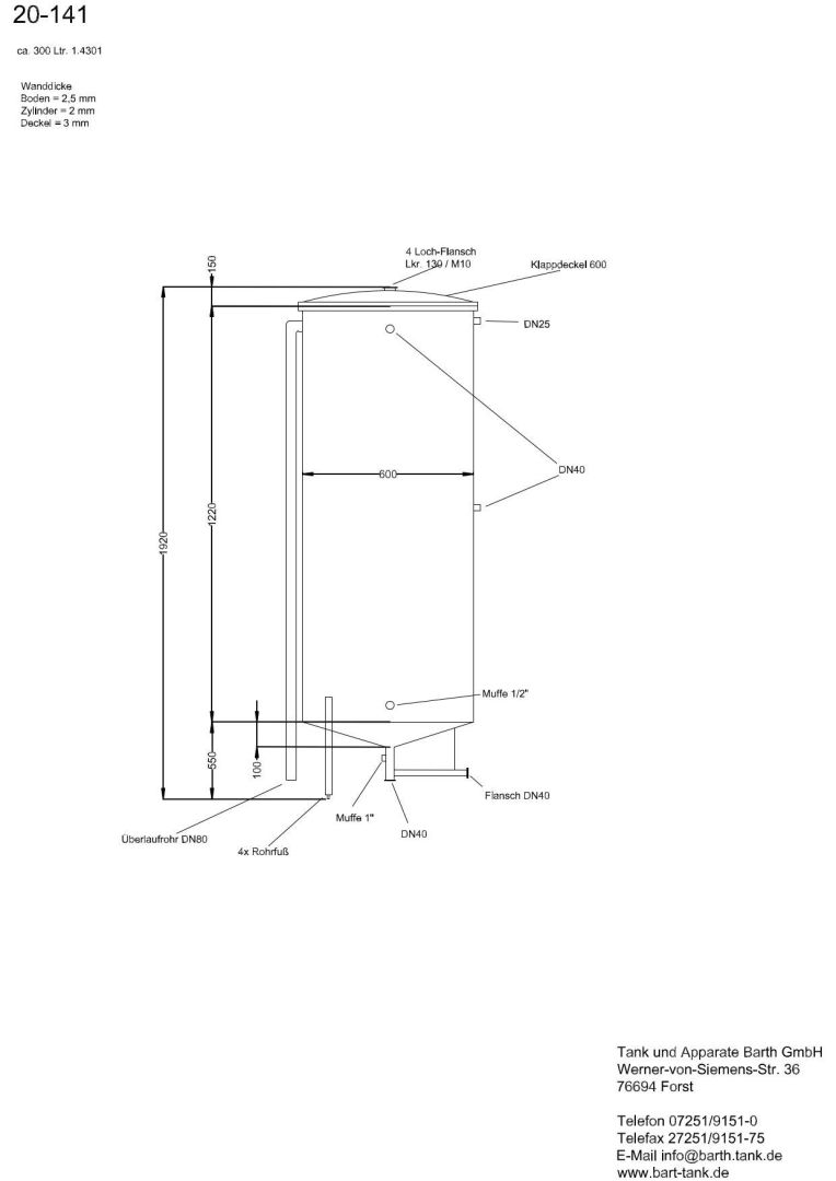 Lagerbehälter aus Edelstahl (V2A), WSt. 1.4301 (5)