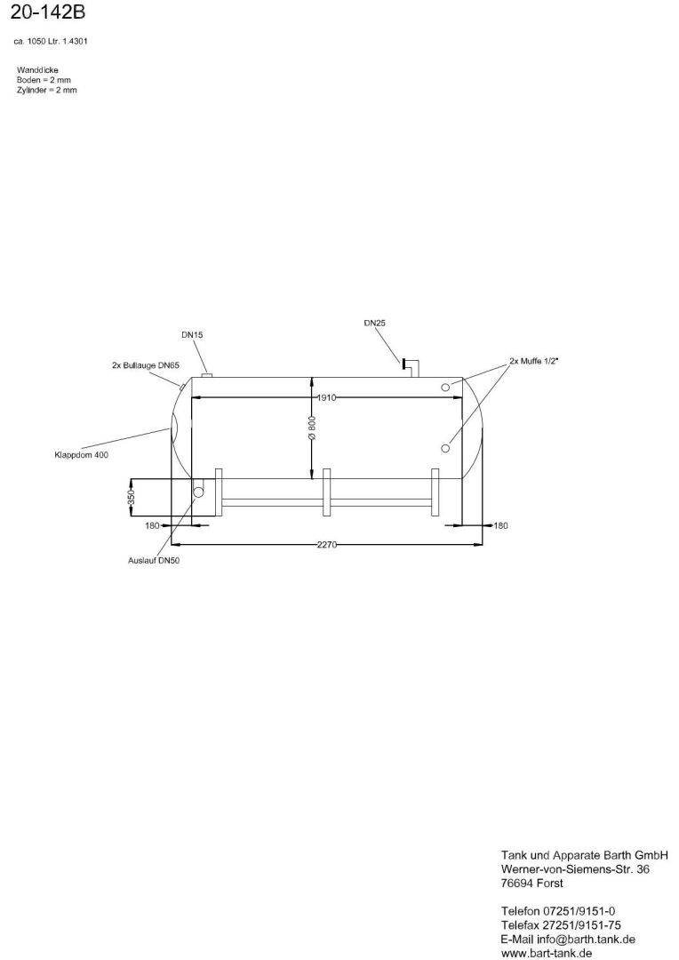 Druckbehälter aus Edelstahl V2A, liegend (5)