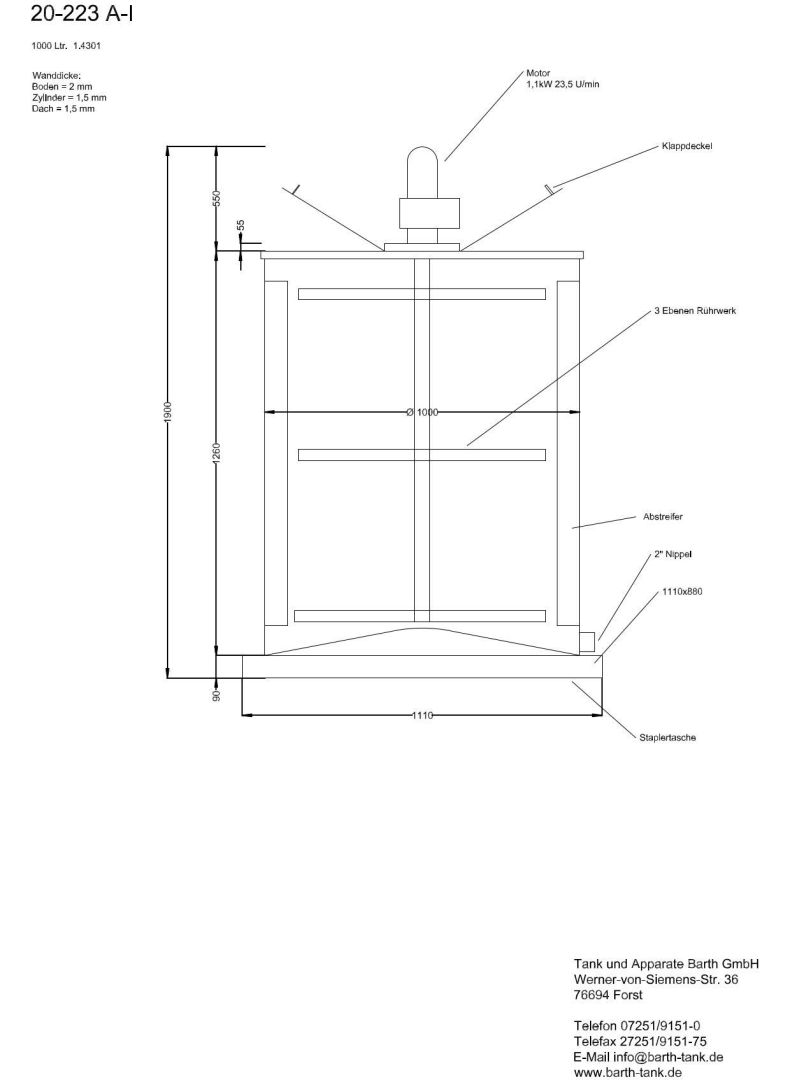 Rührwerksbehälter aus Edelstahl (V2A), stehend (5)