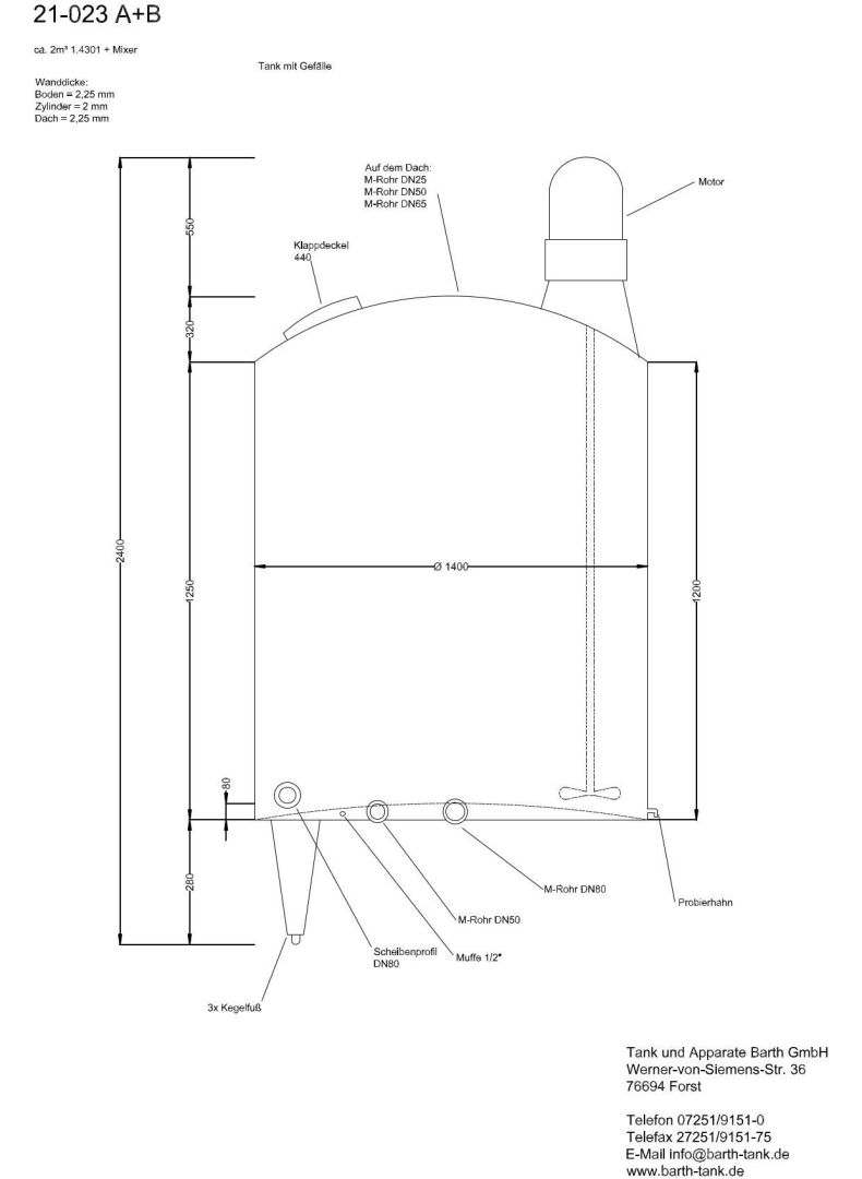 Rührwerksbehälter aus Edelstahl (V2A), stehend (5)
