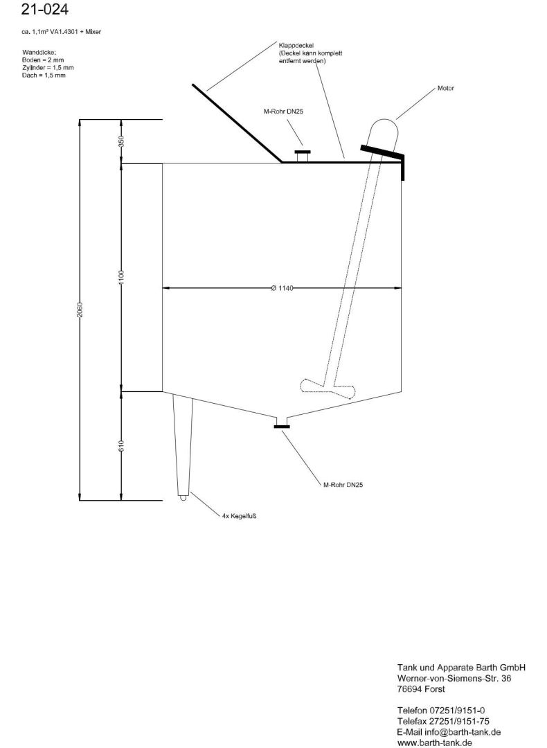 Rührwerksbehälter aus Edelstahl (V2A), stehend (5)