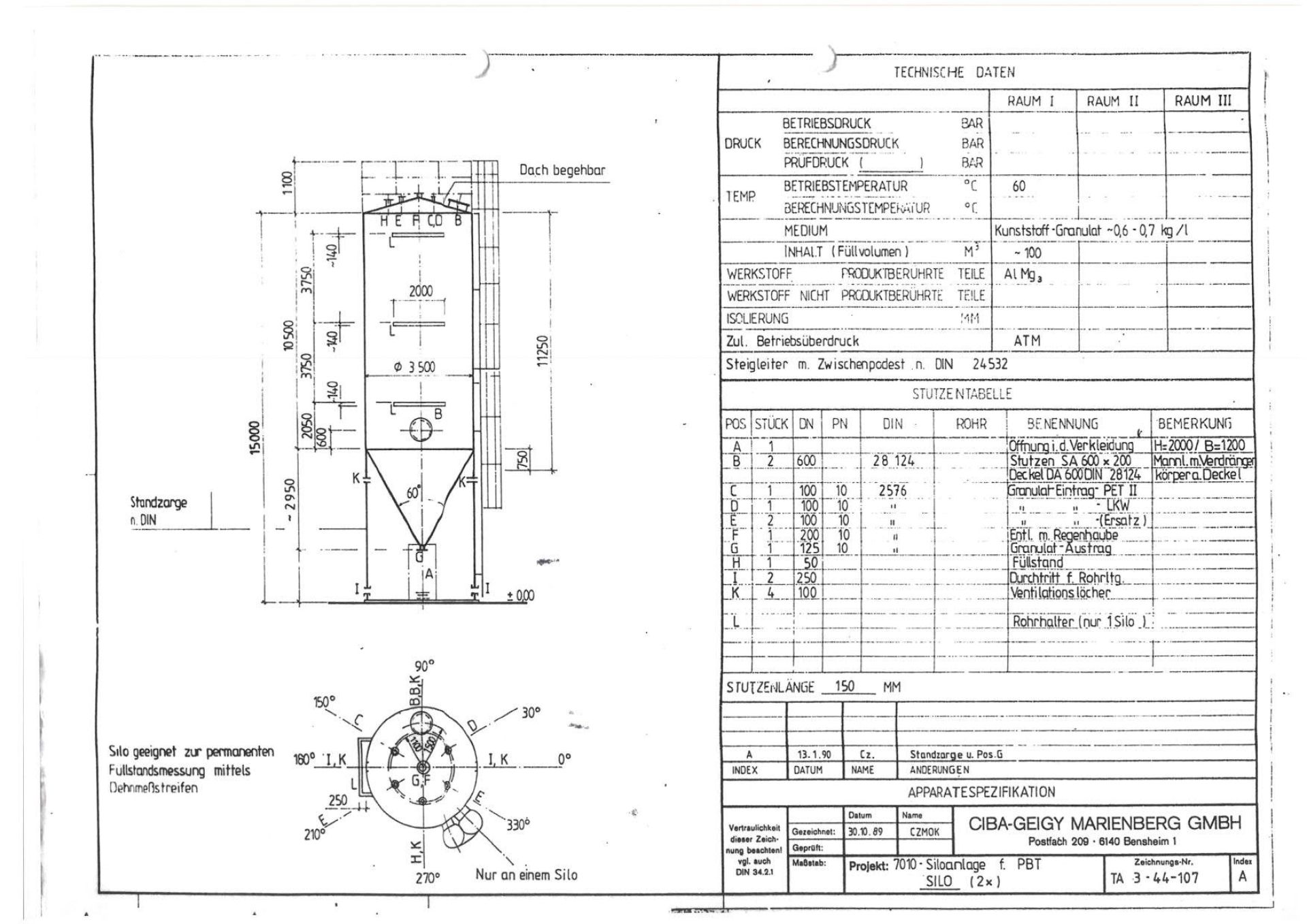 Lagersilo aus Aluminium, auf Fußring stehend (5)